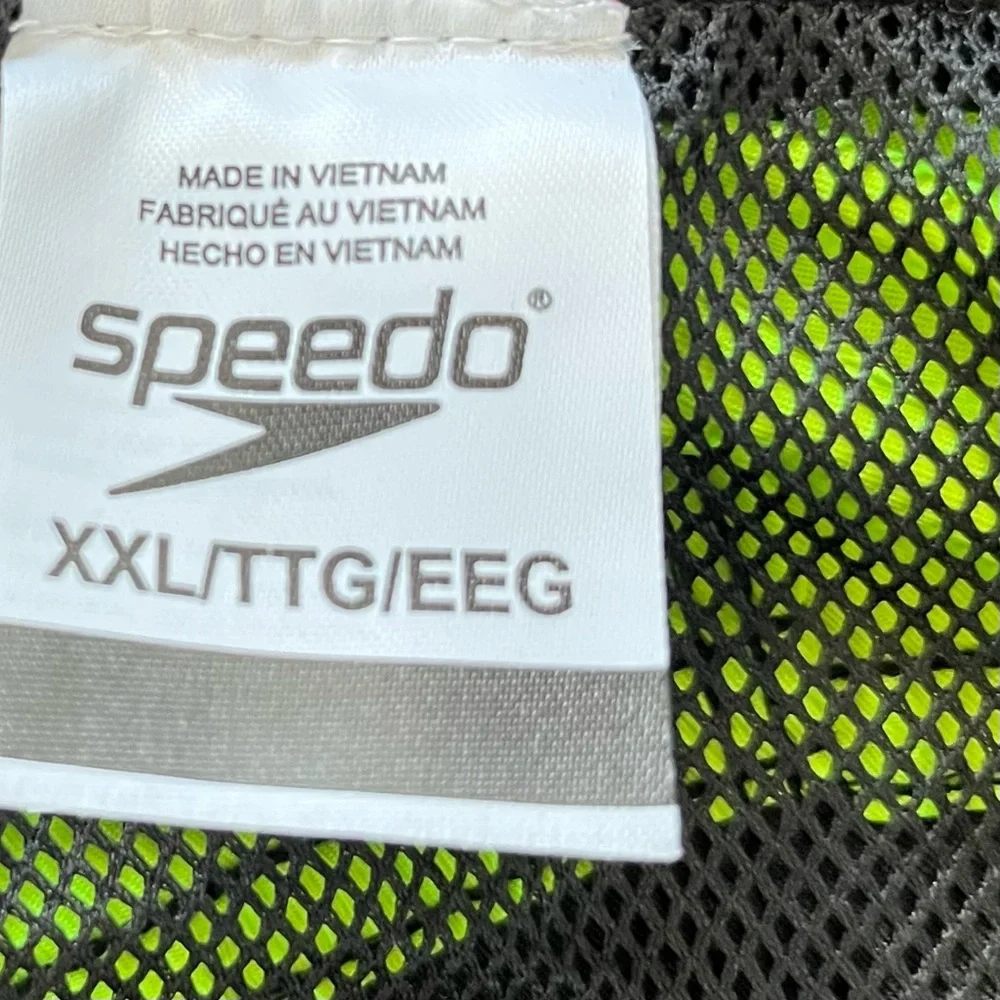 Speedo Black and Neon Green Mesh Swim Trunks Pocket Size XXL 2X Beach Pool